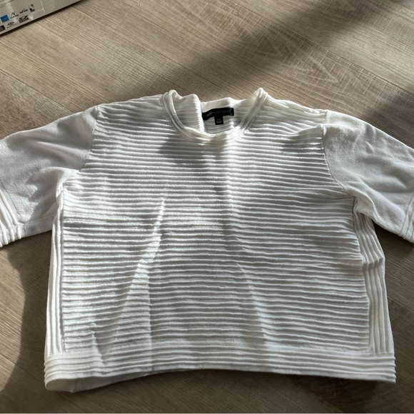 OTTOMAN-STRIPE CROPPED PULLOVER Sz L - Picture 2 of 4